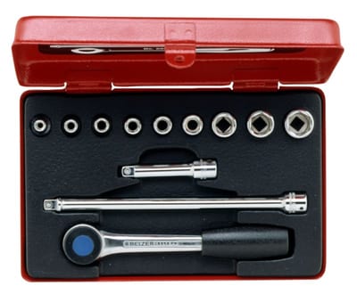 Bahco 6712RN 1/4 in Metric Socket Wrench Set 12 Pieces 4-13 mm