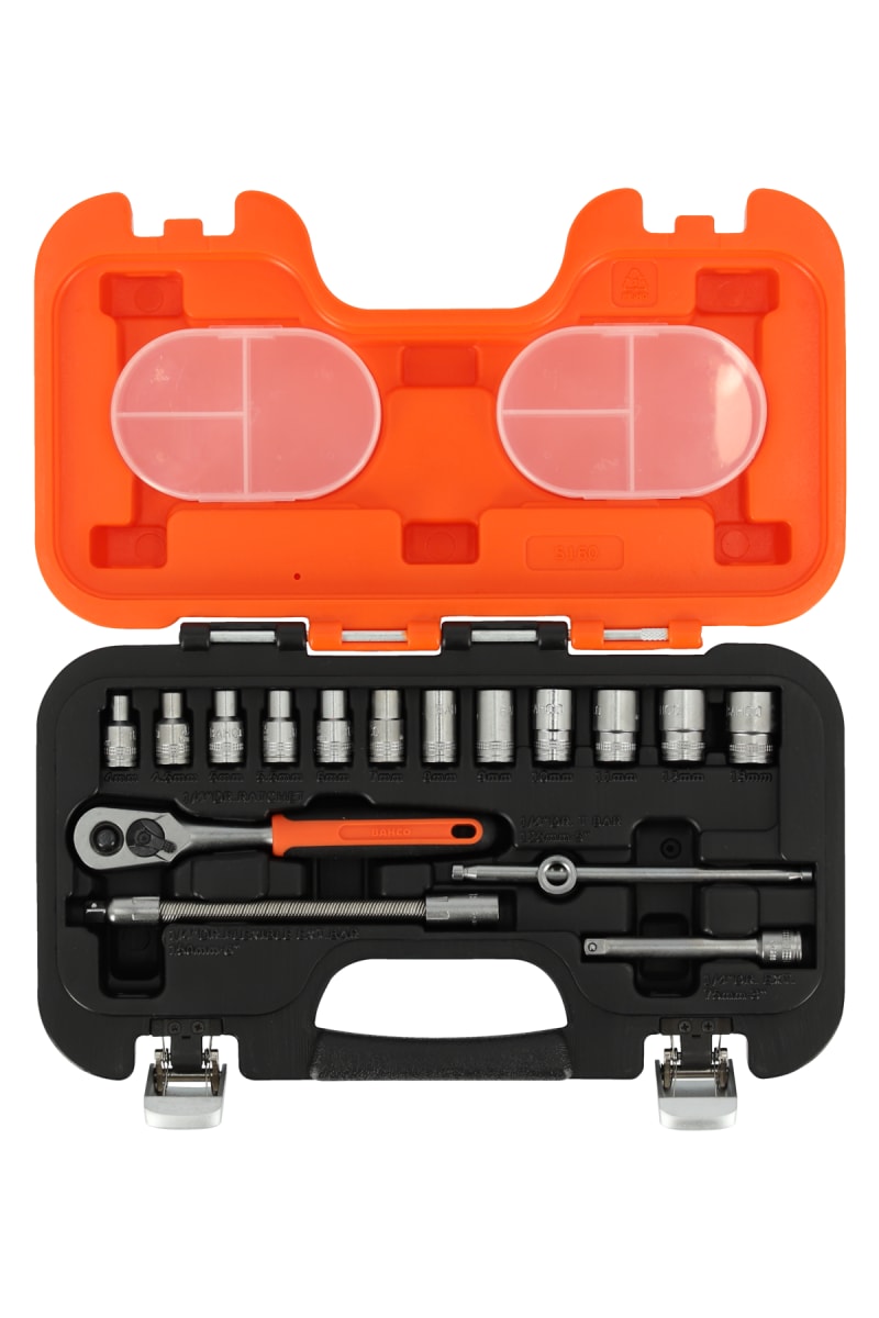 Bahco S160 Socket Wrench Set 1/4" 16-Piece Metric with Ratchet (S160)