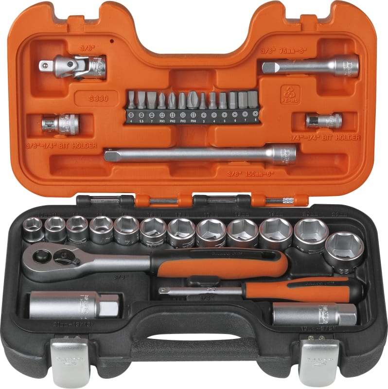 Socket wrench set 1/4-3/8, 33 pieces (S330)