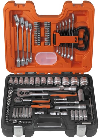Bahco 91-Piece Socket Wrench Set 1/4 and 1/2 inch with Ratchet