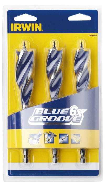 Wood Twist Drill Bit BLUE Groove 3 PCS