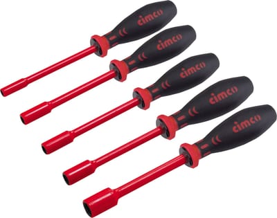 Cimco 117801 Insulated hex nut driver set, 1000 V, 5 pieces, 5.5...13 mm A/F, 125 mm blades