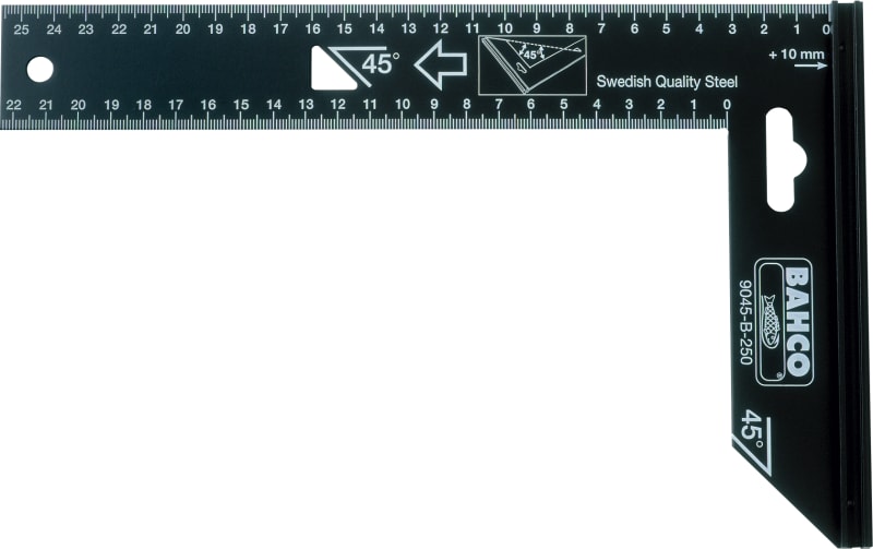 Bahco 9045-B-200 Precision Try Square 200 mm with Stop, Scale and Level