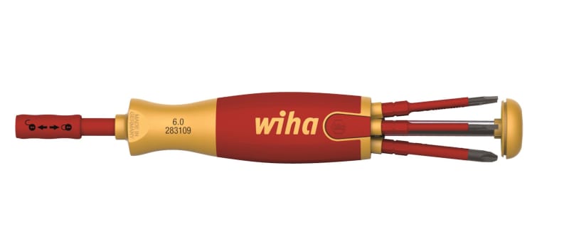 Wiha 38613 SlimVario Insulated Bit Handle 1000 V with 6 Bits