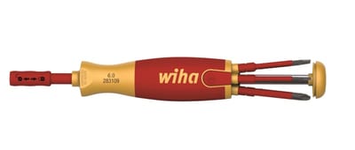 Wiha 38613 SlimVario Insulated Bit Handle 1000 V with 6 Bits