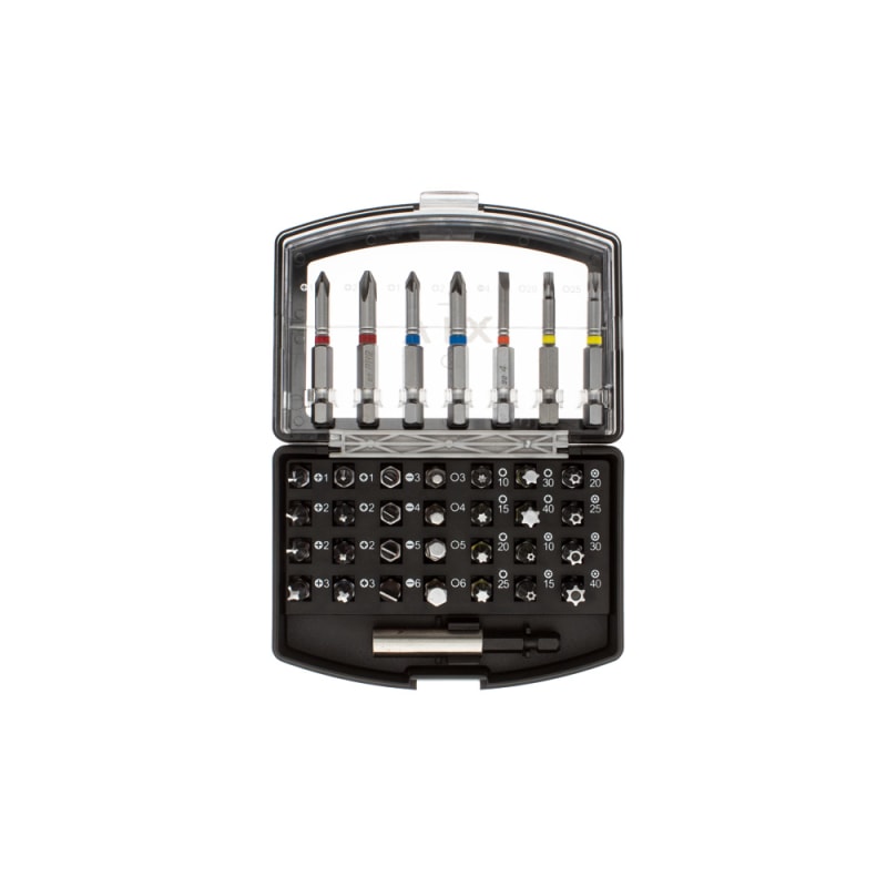 Vix Tools 1036C Bit set, 36 pieces, PH/PZ/Torx/slotted/hex, magnetic holder, plastic case