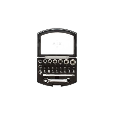 Vix Tools 1027C.GR11506QR Bit set with bit ratchet and handle, 27 pieces, PH/PZ/Torx/slotted/hex, plastic case