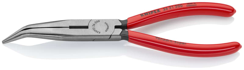 Knipex 26 21 200 Snipe Nose Pliers with Cutter Black Atramentised 200 mm