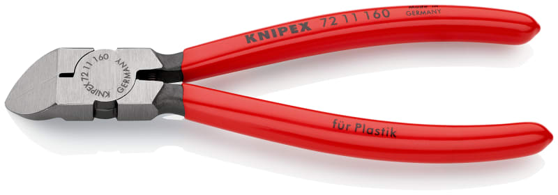 Knipex 72 11 160 side cutter for plastics, plastic-coated handles, 160 mm