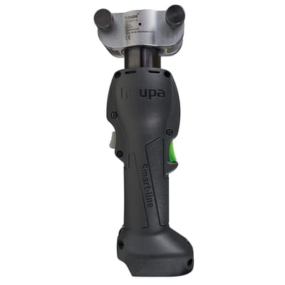 Hydraulic battery press tool for exchangeable head