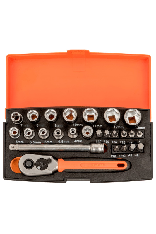 Socket set 1/4", bits and sockets, 25 pieces (SL25)