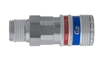 CEJN 320 Compressed Air Quick Coupling Nipple - Steel/Brass, 1/4 inch BSPT, DN 7.6