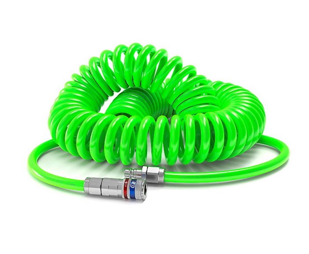 Cejn 320 Spiral Hi-Vis Compressed Air Hose with series 320 PUR - 6.5mm, 6M, Air