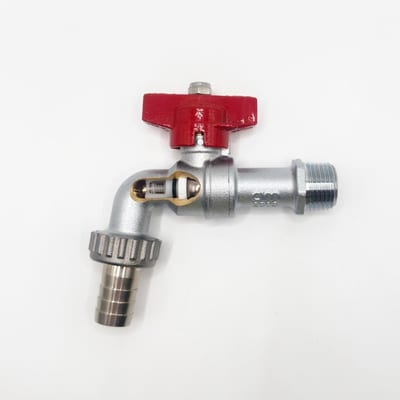 Cimberio 334NR Drain Ball Valve with hose fitting & check valve - 1/2", Matforkromet
