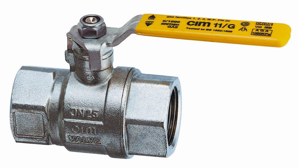 Cimberio CIM 11G Gas Ball Valve coupling/coupling - Normal, L-handle, brass, 3/4", 3/4"