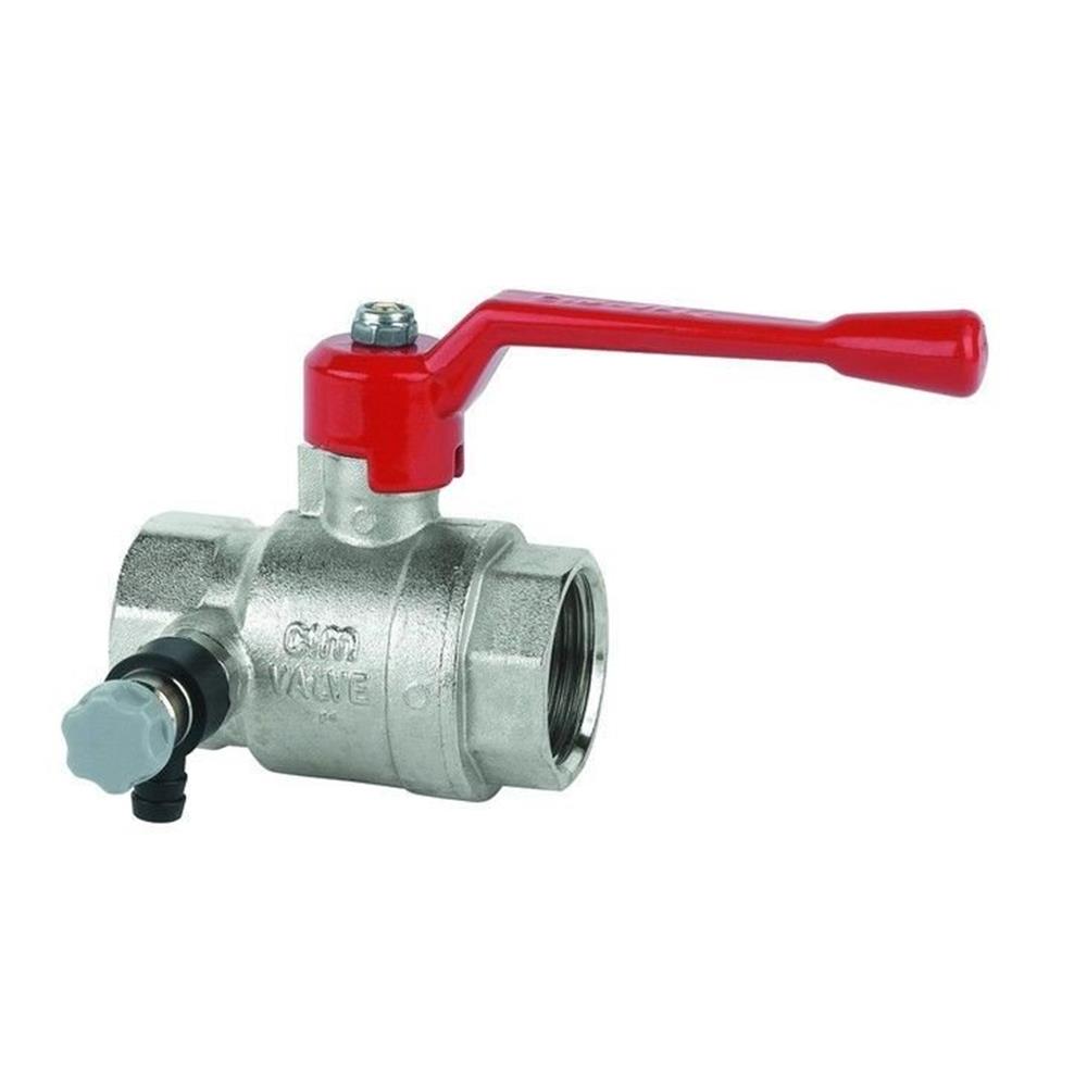 Cimberio CIM 200 Ball Valve with drain coupling/coupling - Normal, L-handle, brass, 3/4", 3/4"