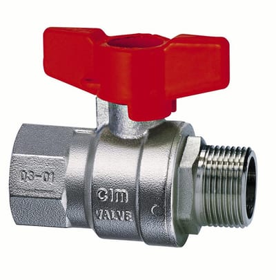 Cimberio CIM 301/16 Ball Valve socket/nipple - Normal, T-handle, brass, 1/2", 1/2"