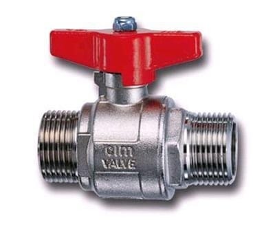 Cimberio CIM 302/14 Ball Valve nipple/nipple - Normal, T-handle, brass, 3/4", 3/4"