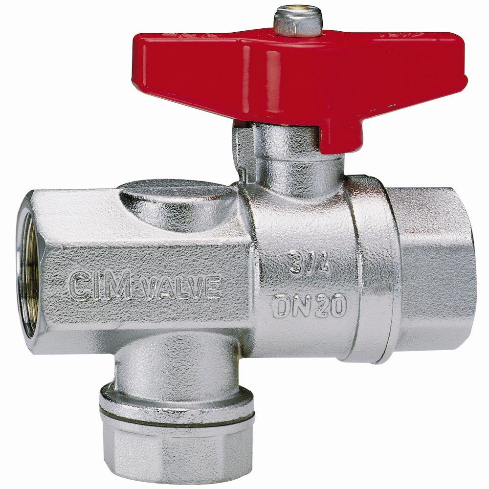 Cimberio CIM 620 Ball Valve with dirt collector coupling/coupling - Normal, T-handle, brass, 1/2", 1/2"