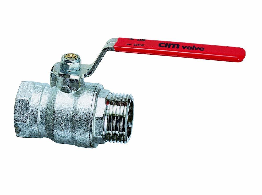 Cimberio RED5 Ball Valve socket/nipple - Normal, L-handle, brass, 1/2", 1/2"