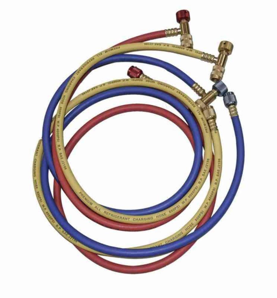 CPS Service hose with service valve 3-Pack - 1500mm, 1/4", 55bar, red/yellow/blue, HP5NG