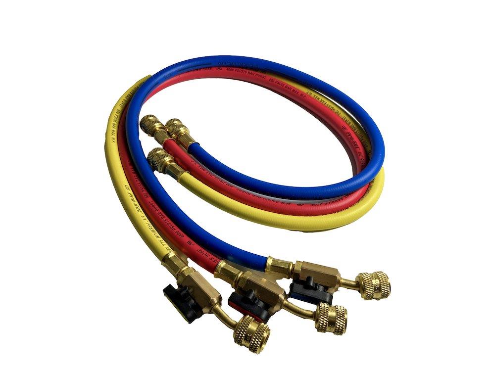 CPS Service hose without valve 3-Pack - 900mm, 5/16", 55bar, red/yellow/blue, HJ3