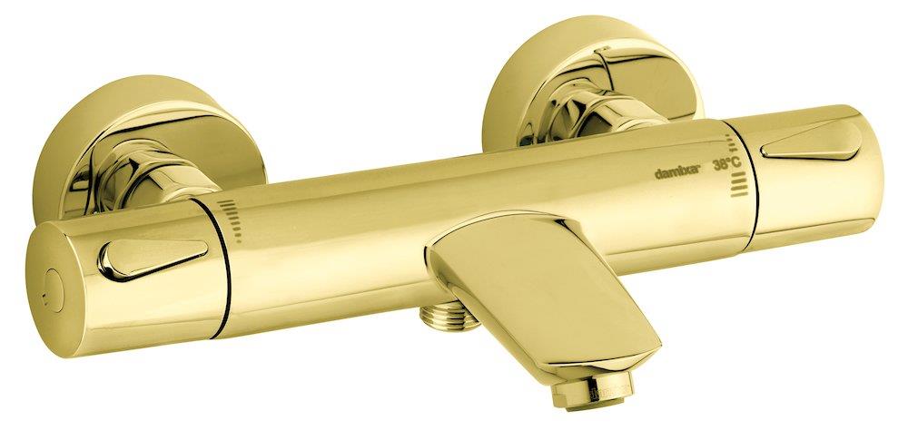 Damixa Silhouet Bath and Shower Thermostat - brass, polished, 2-handle, included, yes