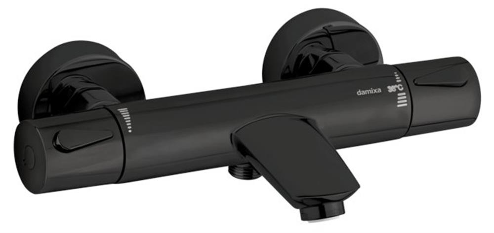 Damixa Silhouet Thermostatic Bath and Shower Mixer, Matte Black - 2-Handle with Spout