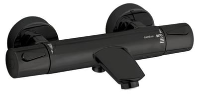 Damixa Silhouet Thermostatic Bath and Shower Mixer, Matte Black - 2-Handle with Spout
