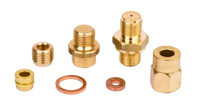 Danfoss impulse-tube compression fitting Ø6 — G 1/4 internal thread, Brass CW602, with locking screw