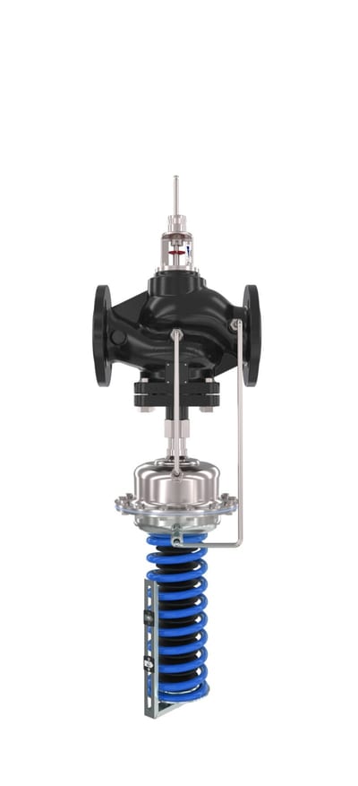 Danfoss AFQMP 2 DN 150 PN 40 pressure-independent flow + differential-pressure control valve — flange, Kvs 380 m³/h, flow 26–290 m³/h, Δp 0.1 bar–1 bar