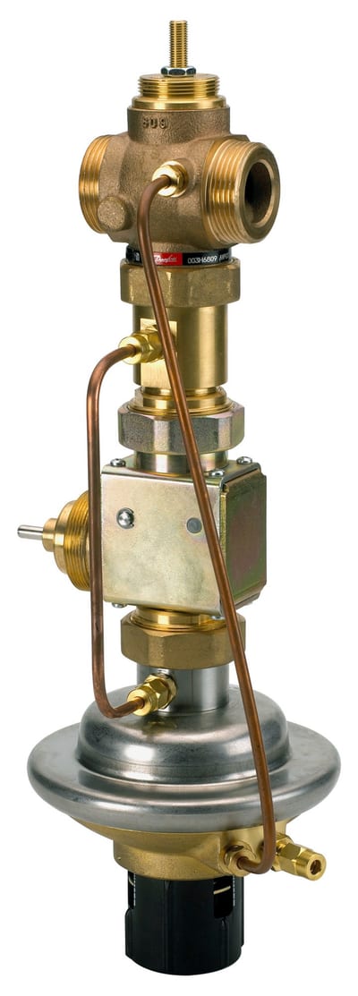 Danfoss AVPQT pressure-independent control valve (Δp + flow + temperature), PN 25, DN 25, flow 0.2 – 4.5 m³/h, Δp 0.2 – 1 bar, external thread G 1 1/4 A, return mounting