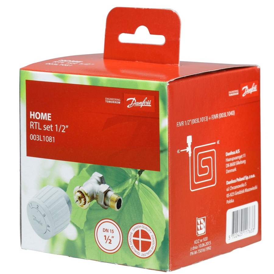 Danfoss FJVR Return-Temperature Limiter Set DN 15 Angle — Valve + Sensor (003L1081)