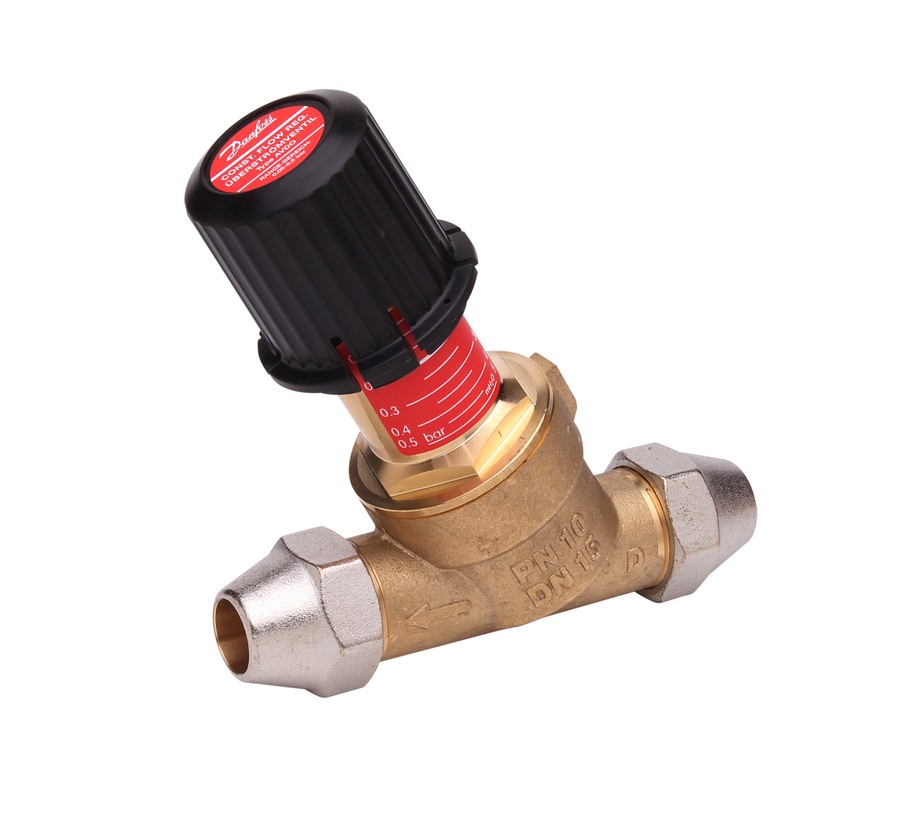 Danfoss AVDO Self-Acting Constant-Flow (Automatic Bypass) Valve DN 15, Straight, Threaded, with fittings (003L6115)