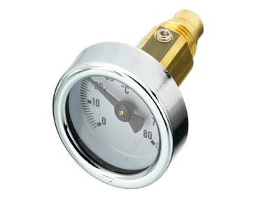 Danfoss BI metal thermometer with adapter — hot-water balancing accessory