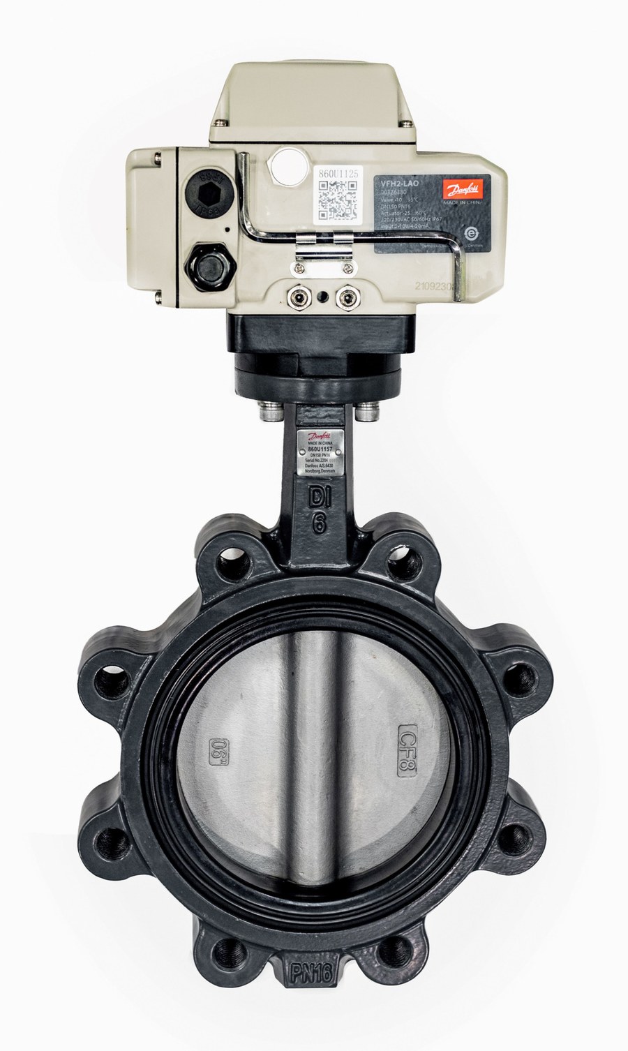 Danfoss VFH2-LAO DN 50 PN 16 motorized butterfly valve — lug, on/off actuator, 220 V AC (003Z6366)