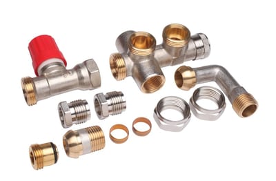 Danfoss RA-KW two-pipe combi manifold valve set, wall connection