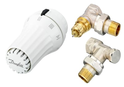Danfoss RAE + RA-FN + RLV radiator valve set (TRV set) — Angle DN 15, 3-Elements, RAE sensor