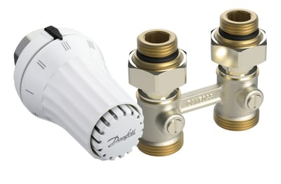 Danfoss RAE-K + RLV-KB radiator valve set (TRV set) — Straight ½", 2-Elements, RAE-K sensor (013G5091)