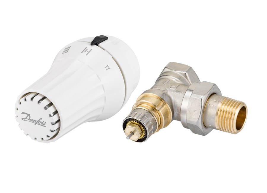 Danfoss RAE + RA-N radiator valve set (TRV set) — Angle DN 15, 2-Elements, RAE sensor (013G5093)