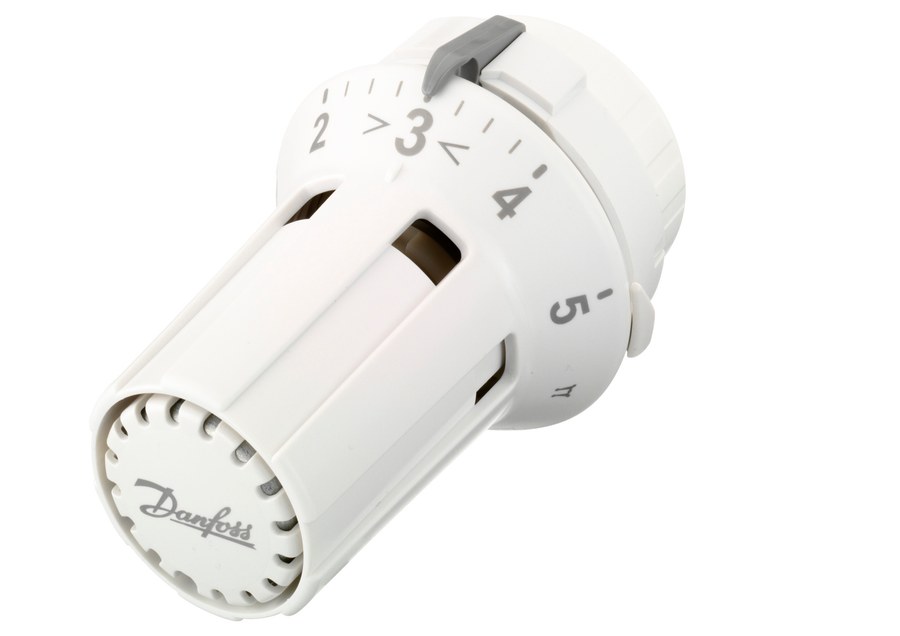 Danfoss RAW thermostatic radiator sensor — liquid-charged, built-in sensor, 16–28 °C, RA connection (013G5116)