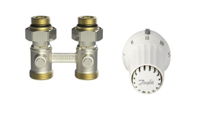 Danfoss RAE + RLV-KB radiator valve set (TRV set) — Straight ½", 2-Elements, RAE sensor