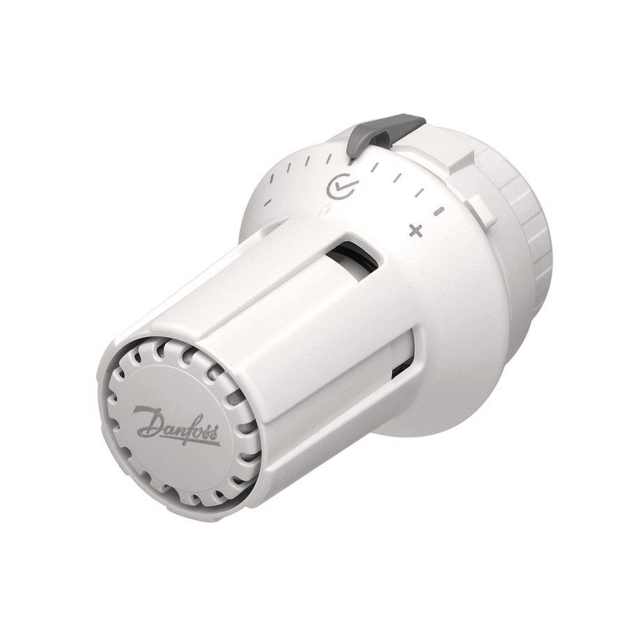 Danfoss React™ thermostatic radiator sensor — liquid-charged, built-in sensor, 8–28 °C, RA connection (013G5144)