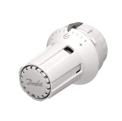 Danfoss React™ thermostatic radiator sensor — liquid-charged, built-in sensor, 8–28 °C, RA connection