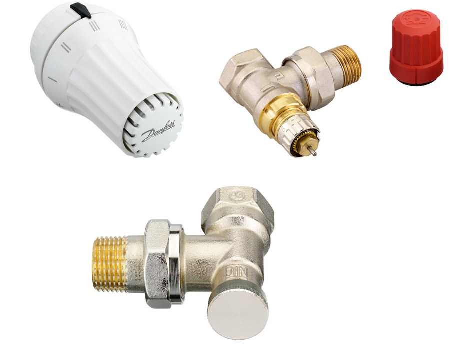Danfoss RAE + RA-N + RLV-S radiator valve set (TRV set) — Angle DN 15, 3-Elements, RAE sensor (013G5173)