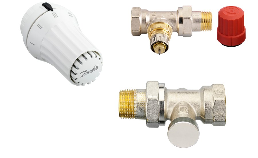 Danfoss RAE + RA-N + RLV-S radiator valve set (TRV set) — Straight DN 15, 3-Elements, RAE sensor (013G5174)