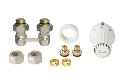Danfoss RAE-K + RLV-KB radiator valve set (TRV set) — Angle ½", 2-Elements, RAE-K sensor (013G5177)