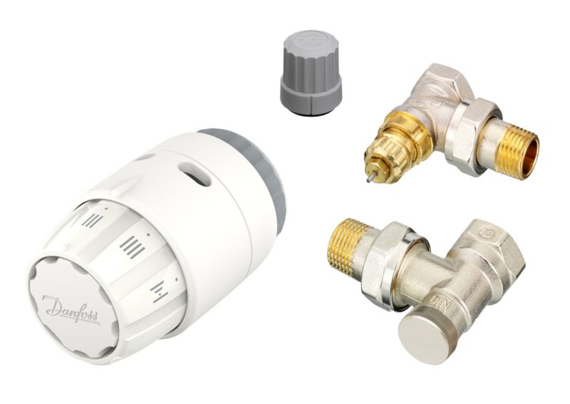 Danfoss RAS-C2 + RA-FN + RLV-S radiator valve set (TRV set) — Angle DN 15, 3-Elements, RAS-C2 sensor (013G5183)
