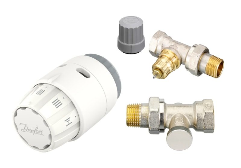 Danfoss RAS-C2 + RA-FN + RLV-S radiator valve set (TRV set) — Straight DN 15, 3-Elements, RAS-C2 sensor (013G5184)