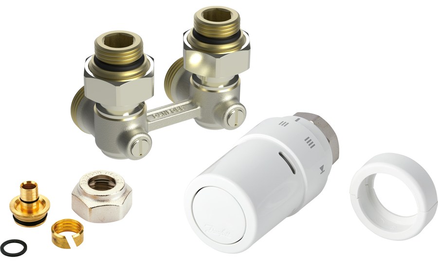 Danfoss RAX-K + RLV-KB radiator valve set (TRV set) — Angle ½", 2-Elements, RAX-K sensor (013G5187)